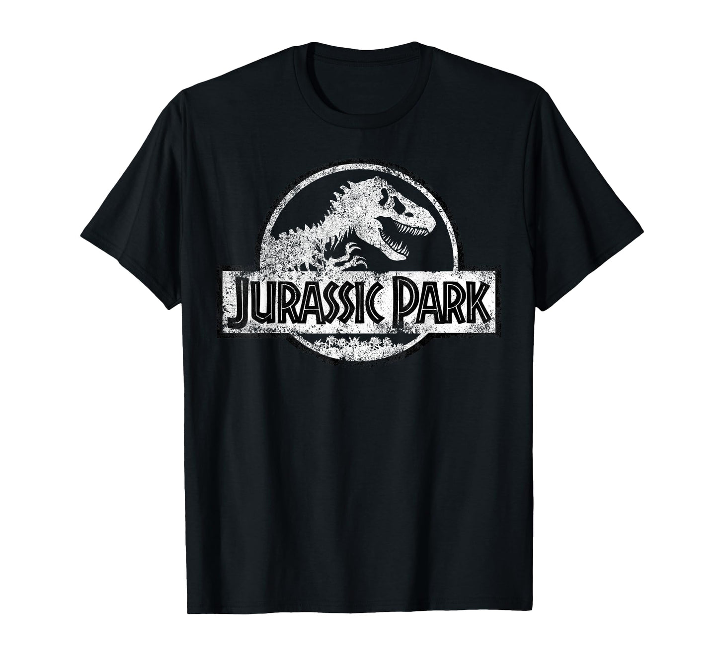 Jurassic Park White Distressed Circle Logo Graphic T-Shirt T-Shirt