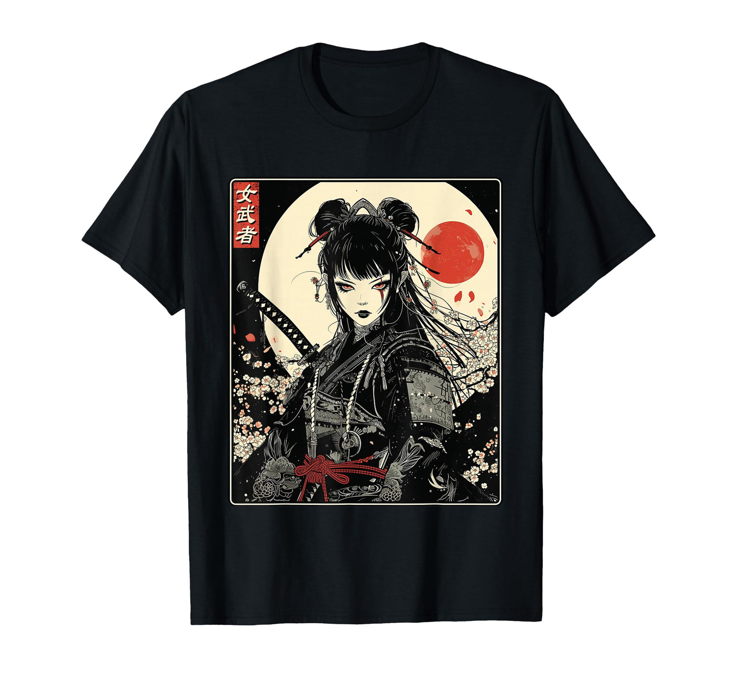 Japanese Gothic Samurai Art Woman With Katana Sword T-Shirt