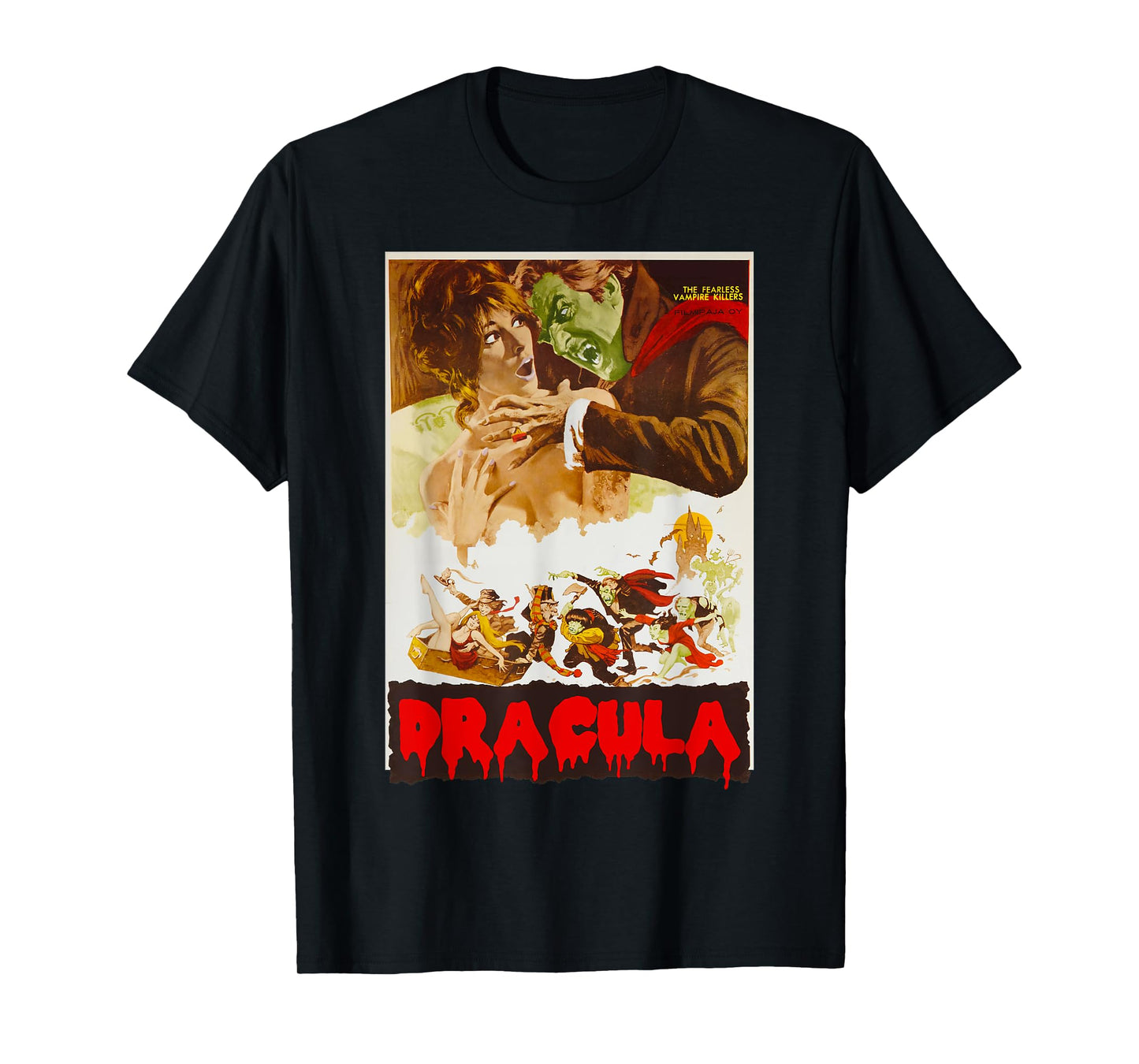 Retro Halloween Monster Poster Horror Movie Vampire Dracula T-Shirt