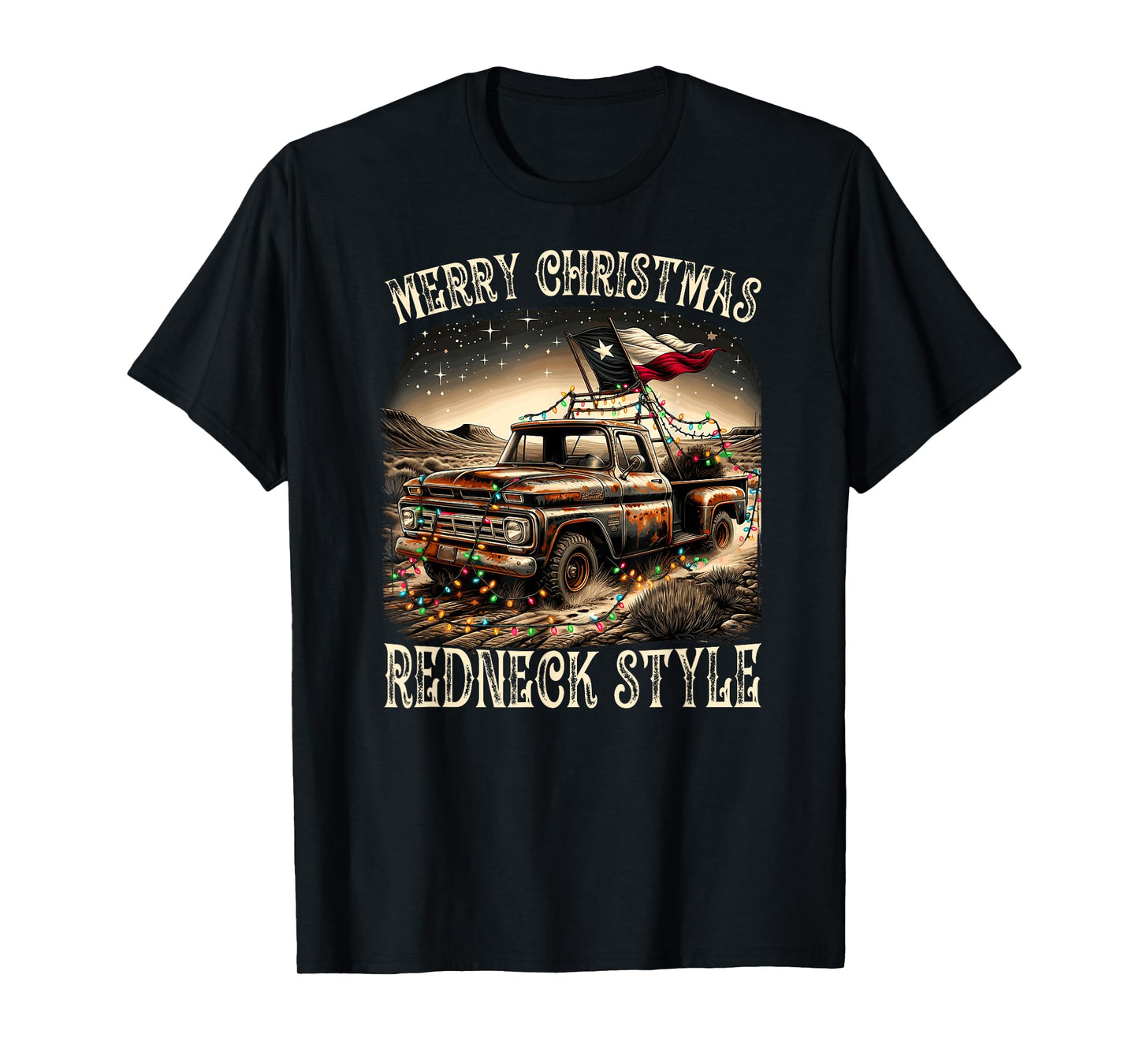 Merry Christmas Redneck Style - Pick up Truck T-Shirt