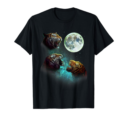 Three Tigers Howl at Moon 3 Wolfs - Funny Wolves Parody T-Shirt