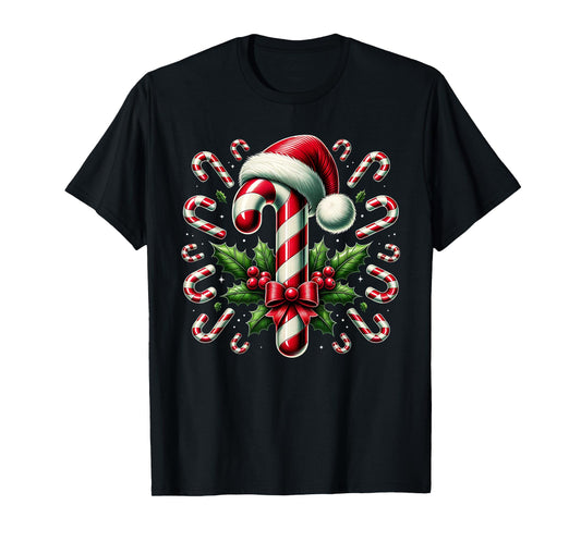 Christmas Candy Cane Crew Lights Red and White Candy Costume T-Shirt
