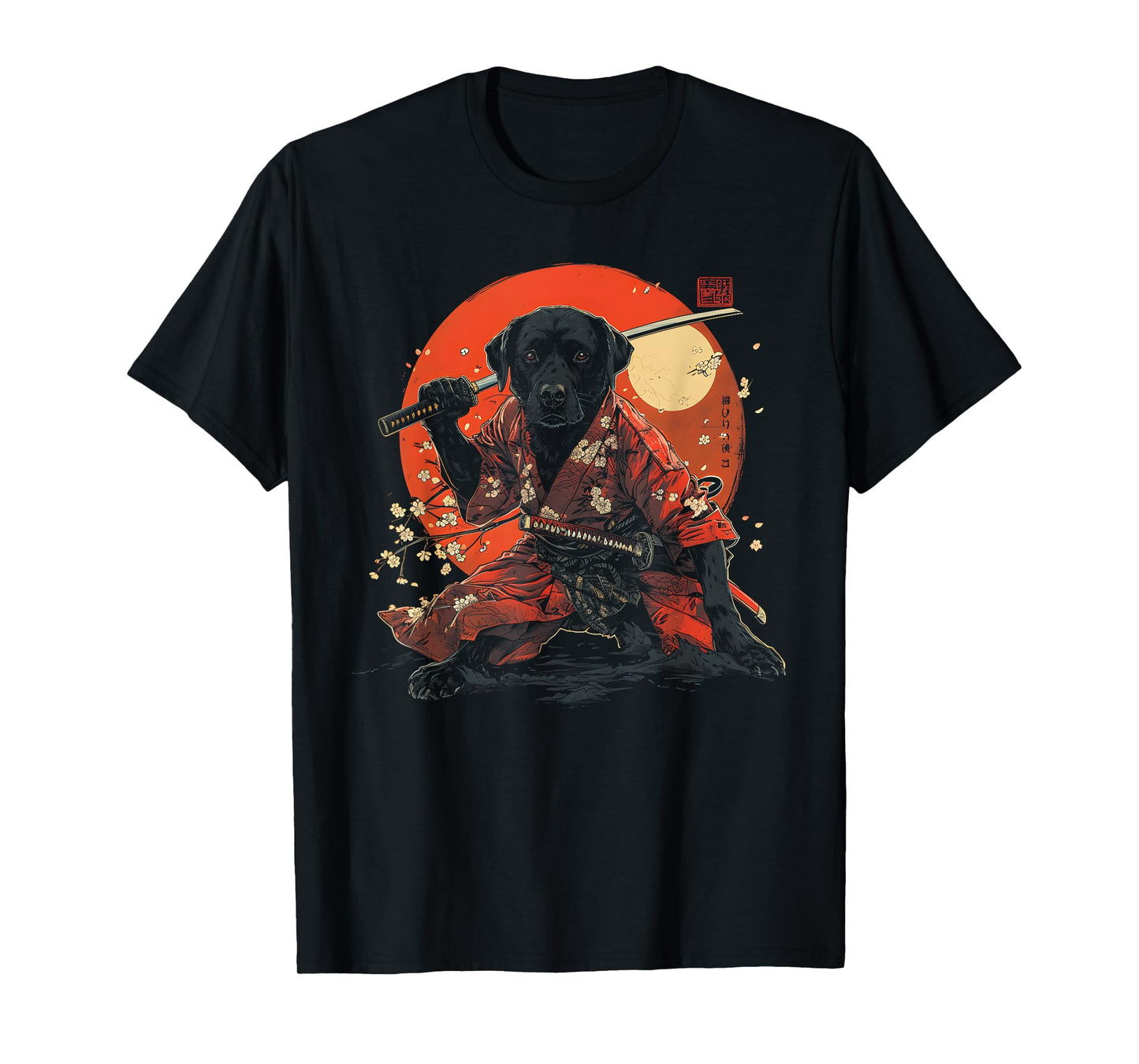 Labrador Retriever Dad Cute Japanese Anime Stuff Samurai Dog T-Shirt for Men Women Kids