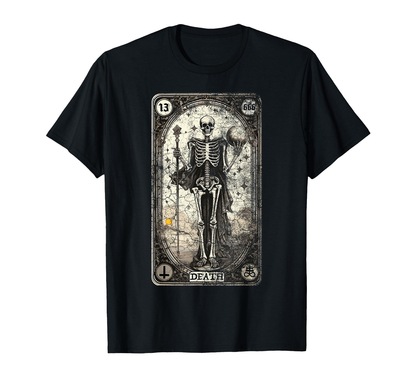 Vintage Tarot Card Death Skeleton Occult Satan Unholy Horror T-Shirt
