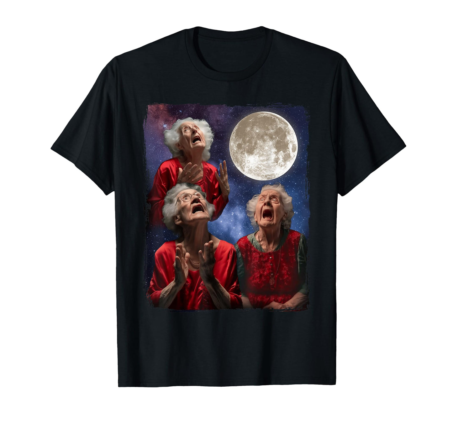 Grandma Howling At Moon Three Granny Moon T-Shirt
