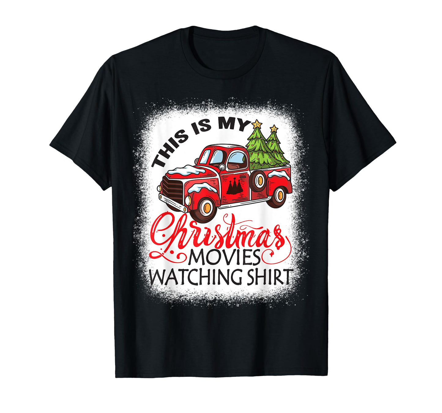 This Is My Christmas Movies Watching Shirt Bleached Xmas T-Shirt