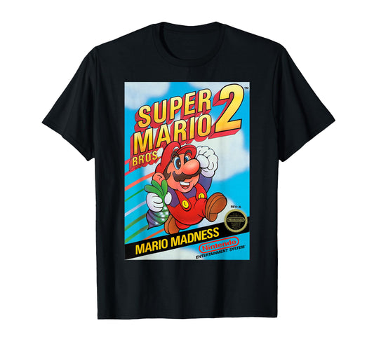 Super Mario Bros 2 Retro Box Art Graphic T-Shirt T-Shirt