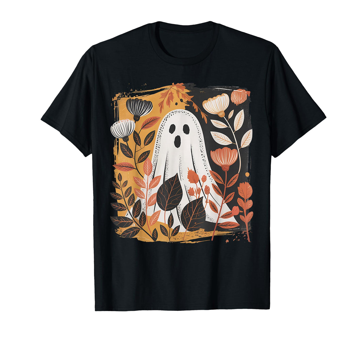 Spooky Floral Ghost Forest Halloween Boho Womens Top T-Shirt