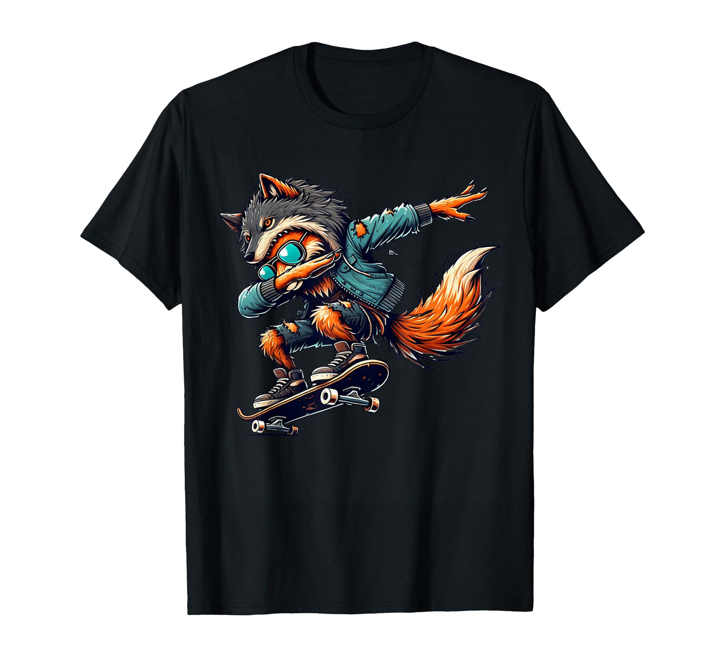 Dabbing Fox Wolf Halloween Trick or Treat Boys Men Kids Tee T-Shirt