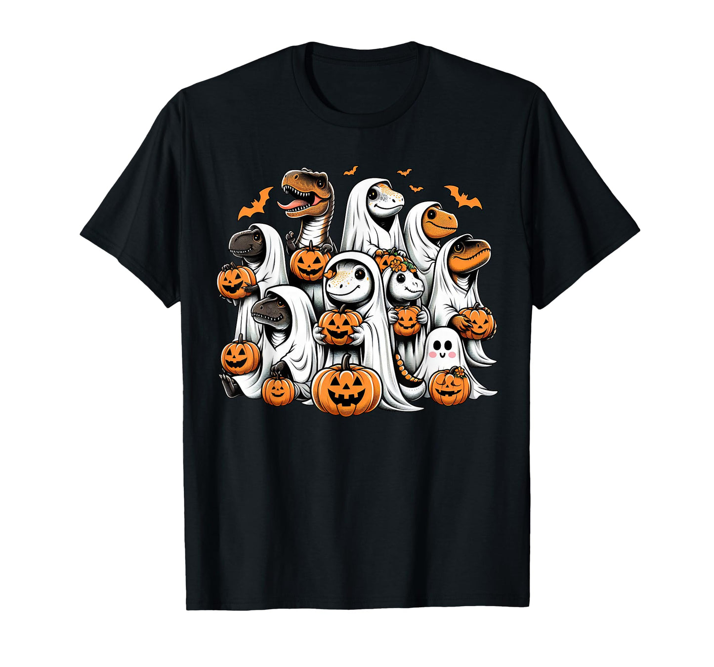 Cute Ghost Dinosaur T Rex Dressed As Ghost Funny Halloween T-Shirt