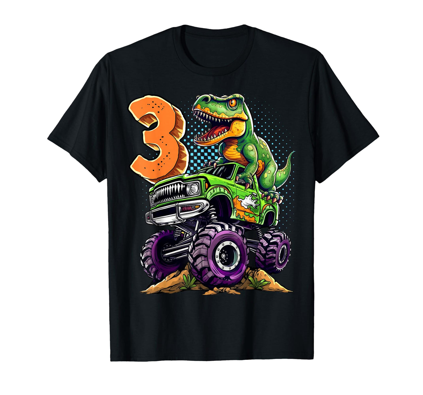 Monster Truck Dinosaur T-Rex 3rd Birthday Boy 3 Year Old T-Shirt