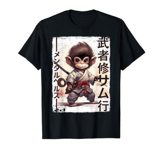 Samurai Monkey Warrior Japanese Ninja Monkey Kawaii T-Shirt