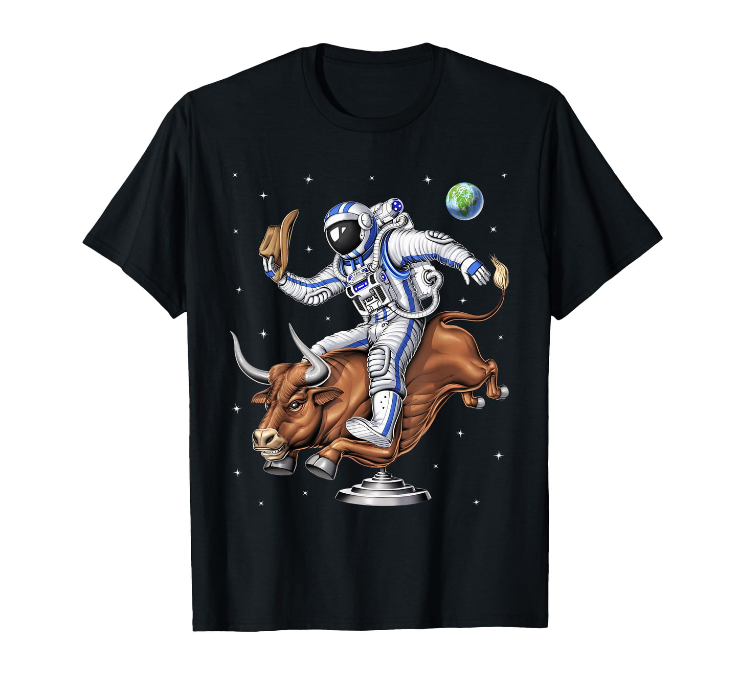 Space Astronaut Cowboy Riding Rodeo Bull Western Country T-Shirt