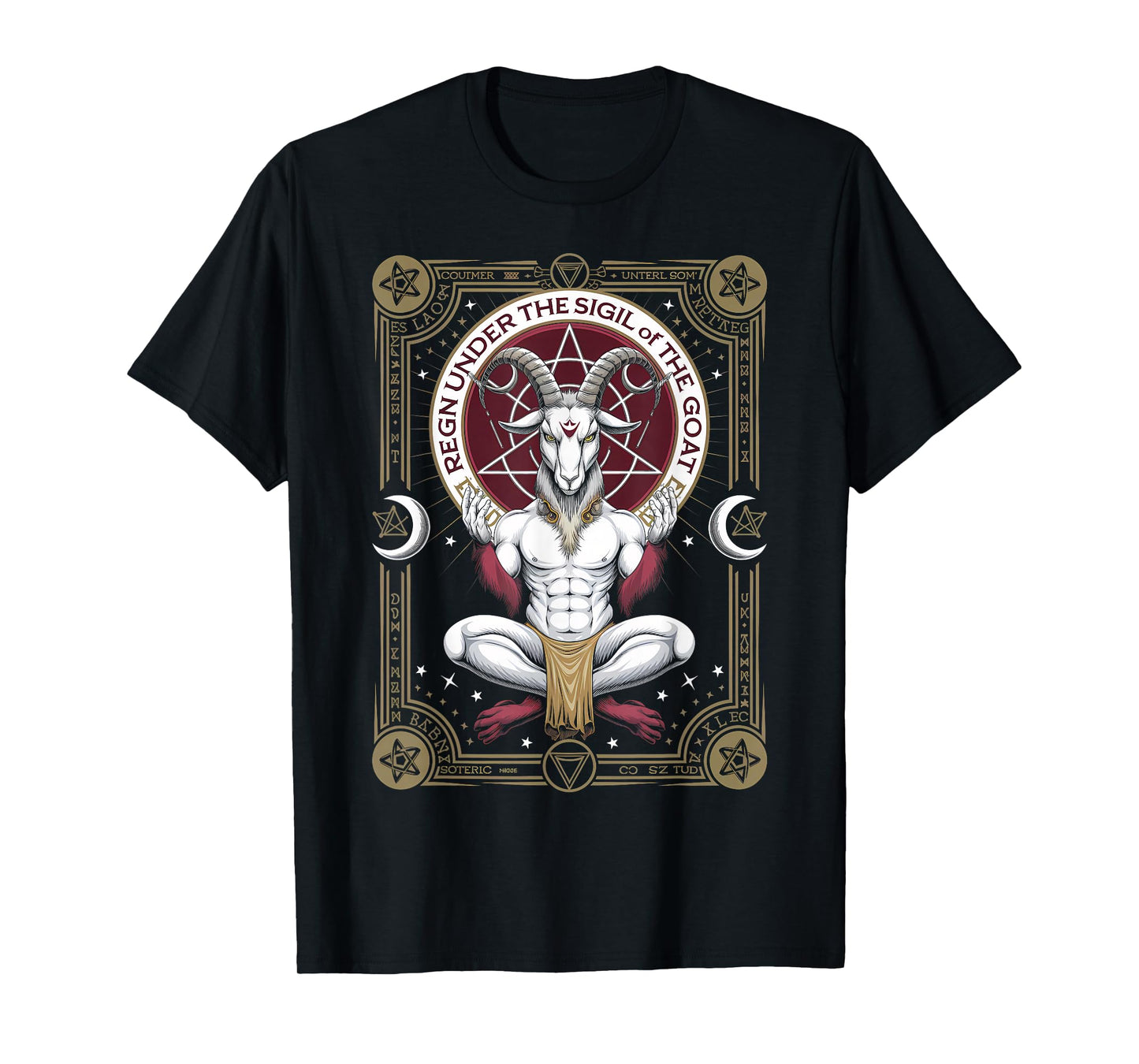 Occult Dark Art Baphomet 666 Church of Satan Satanist Goat T-Shirt