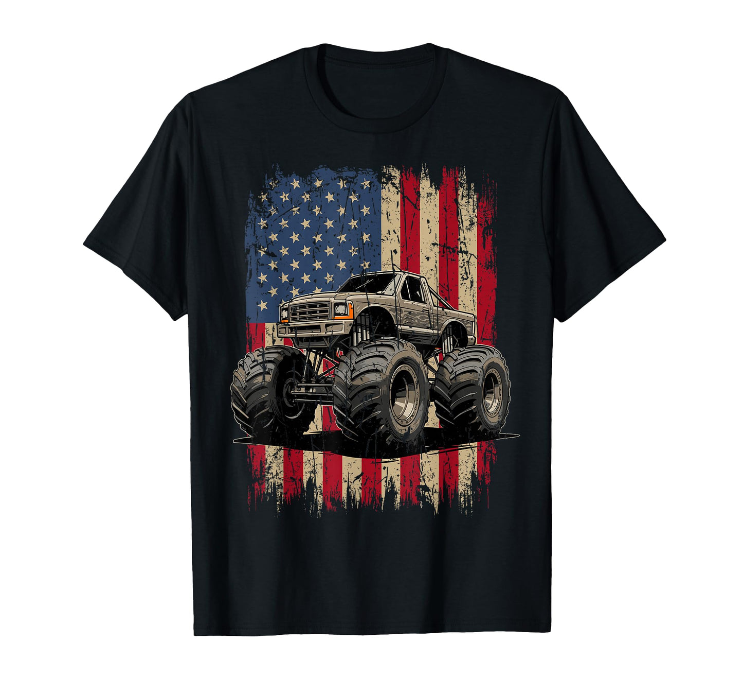 Monster Truck American Flag 4th Of July T-Shirt