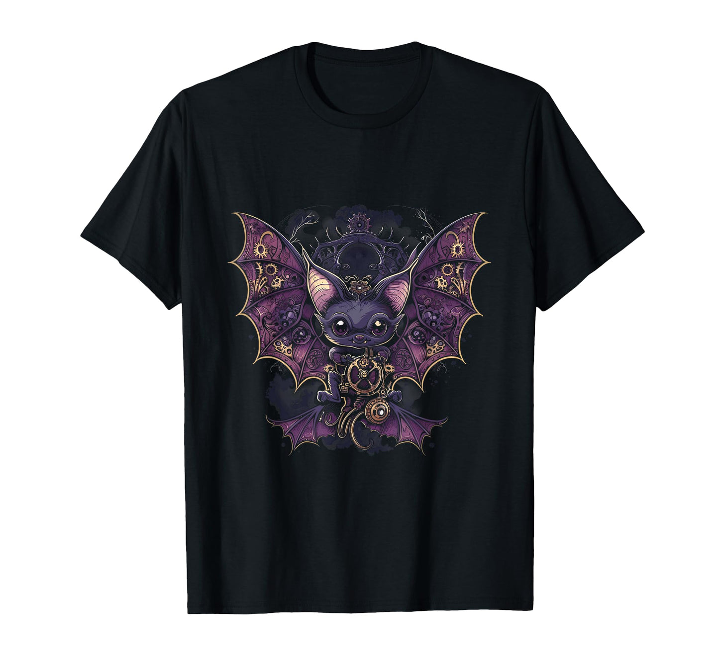Steampunk Vampire Bat with fangs, wings and gears Gothic art T-Shirt