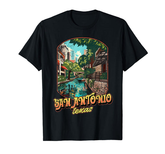 San Antonio Texas City Design Distressed T-Shirt