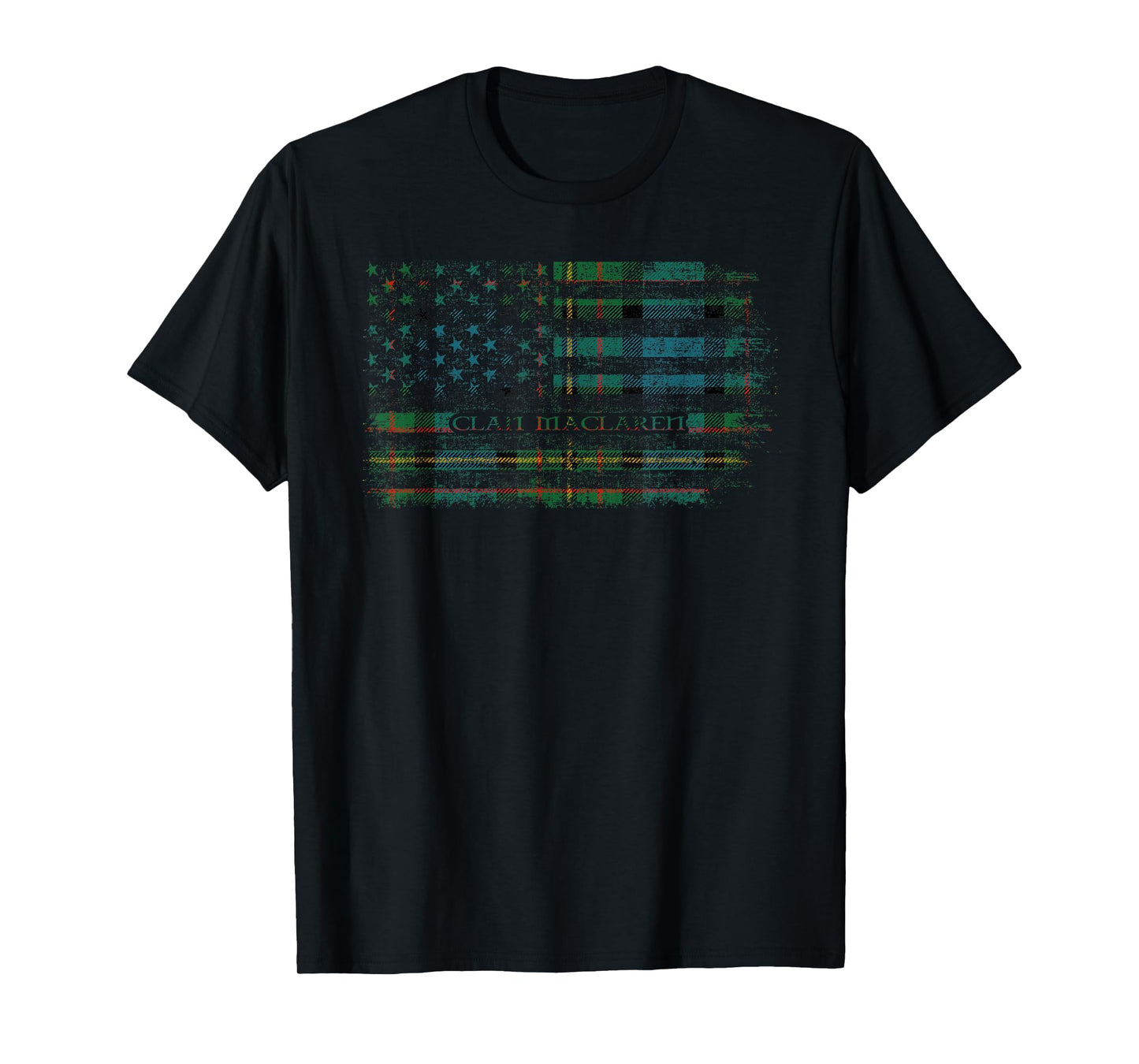 Clan MacLaren Scottish tartan US flag kilt Scotland T-Shirt