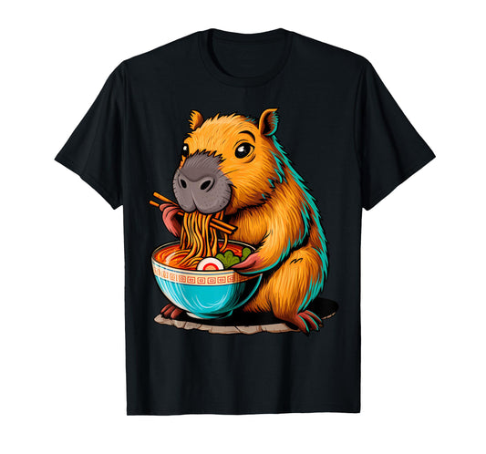 Capybara Shirts Ramen Cute Kawaii Capybara Eating Japanese Ramen Noodles Anime Unisex-Adults & Kids T-Shirt