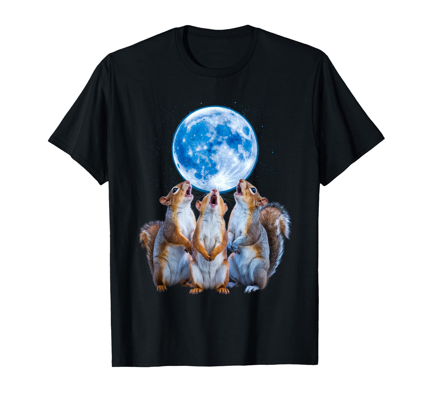 Three Squirrels Howling At The Moon, 3 Squirrel Moon T-Shirt