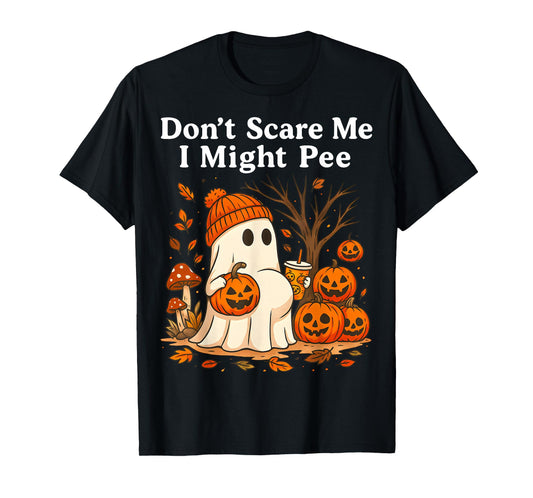 Don't Scare Me I Might Pee Halloween Pregnancy Humor Pumpkin T-Shirt