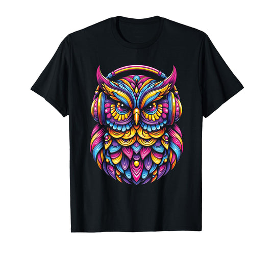 Rave Rainbow Owl House EDM Festival Raver Animal EDC Rave T-Shirt