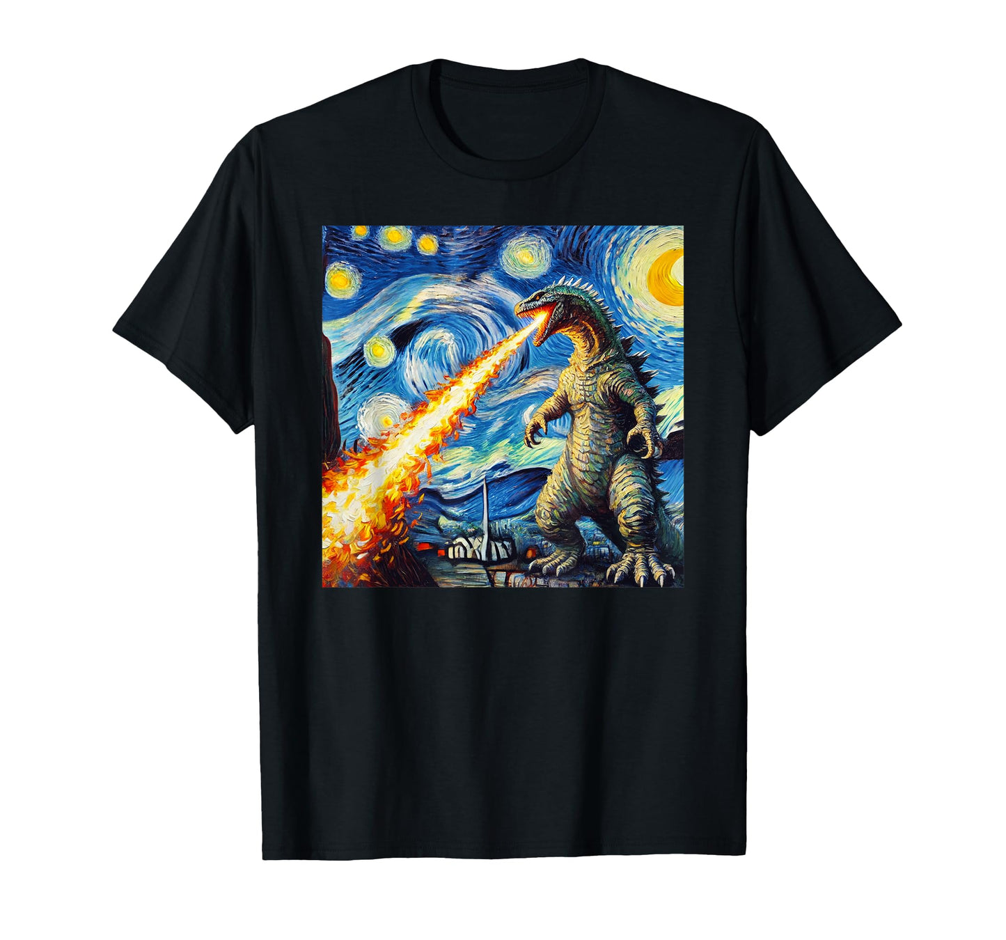 Japanese Monster Kaiju Van Gogh Starry Night T-Shirt