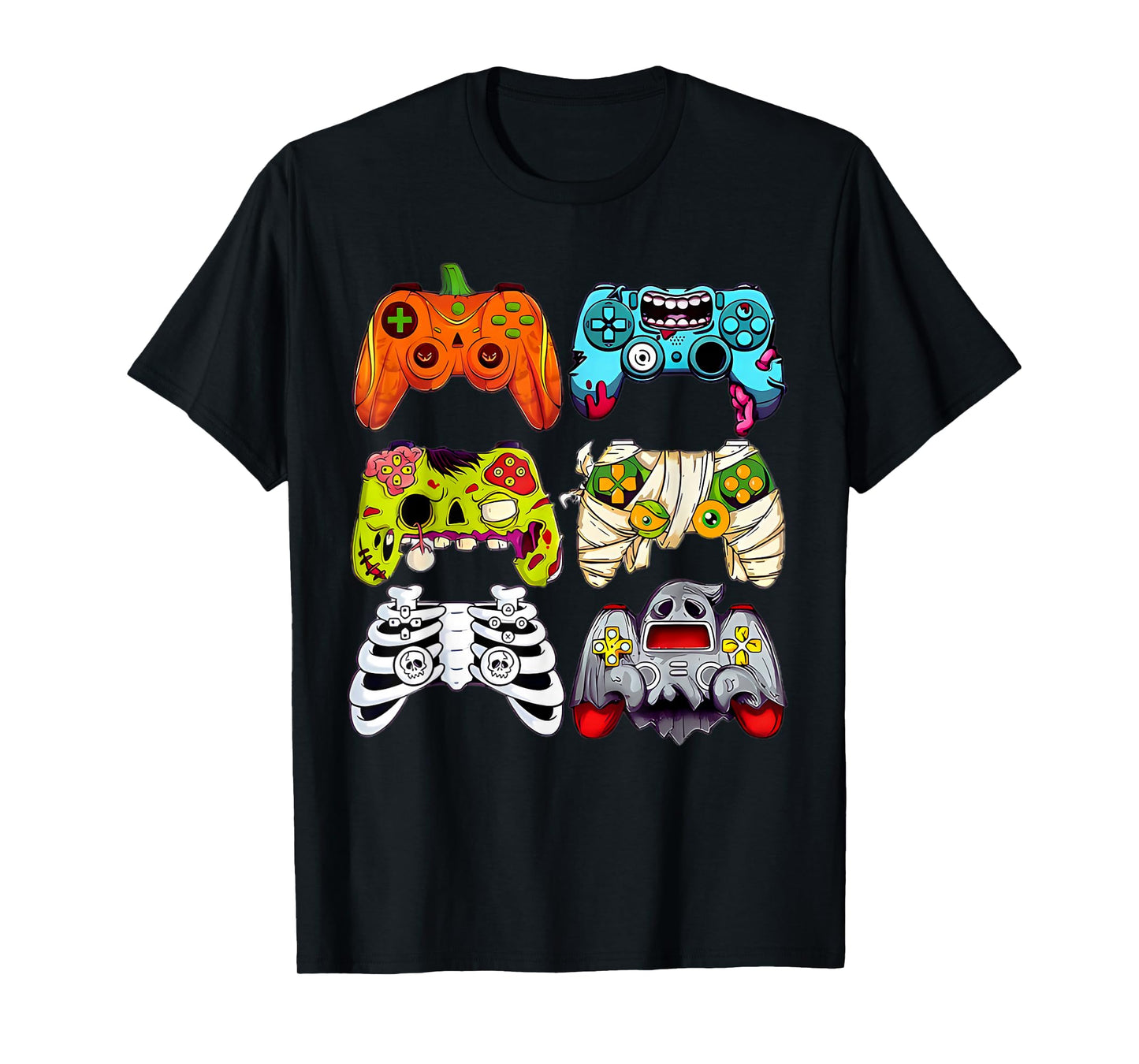 Halloween Skeleton Zombie Gaming Controllers Mummy Boys Kids T-Shirt