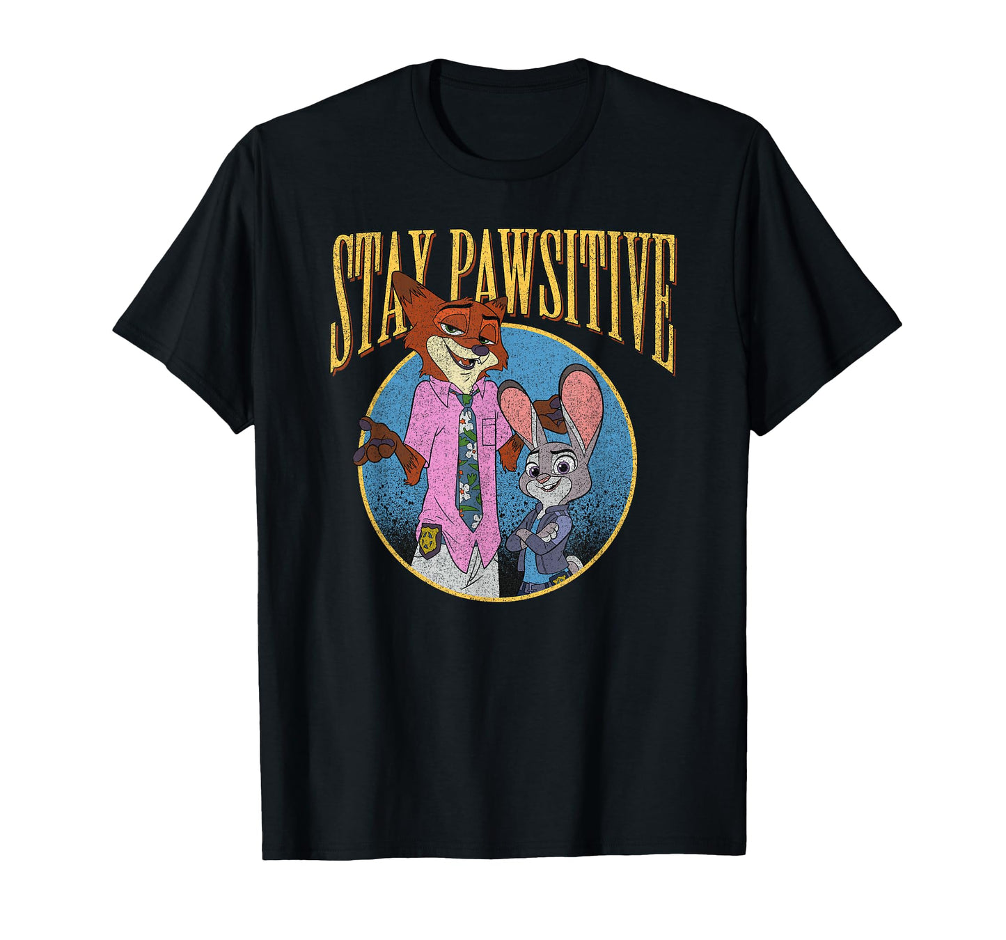 Disney Zootopia 2 Stay Pawsitive Distressed Portrait T-Shirt