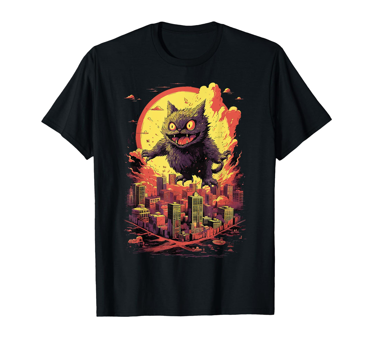 catzilla cat jumping for lover of big cats kitty kitten T-Shirt