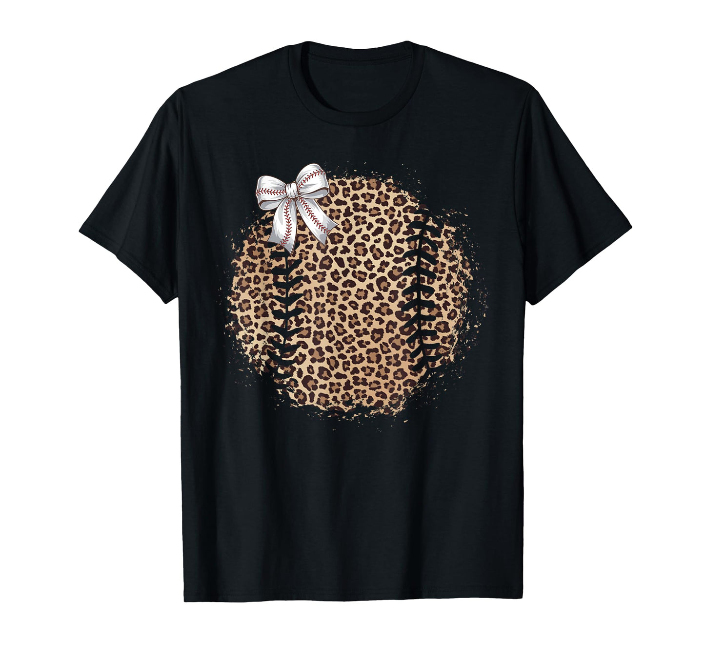Baseball Mom Leopard Coquette Bow Baseball Mama Game Day T-Shirt