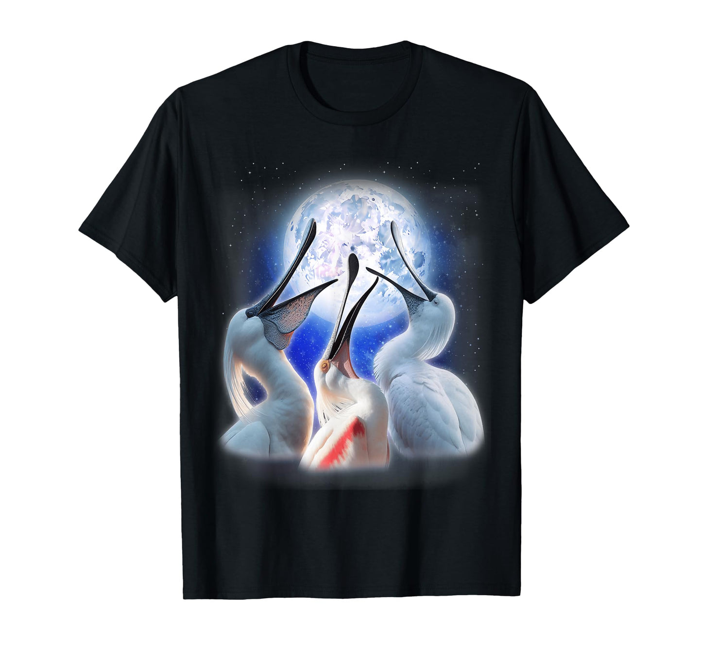 3 Spoonbills Howling At The Moon Funny Spoonbill Bird Lover T-Shirt