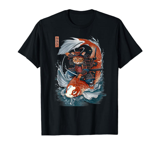 Samurai Cat Ninja Aesthetic Japanese Katana Tokyo culture T-Shirt for Men Women Kids
