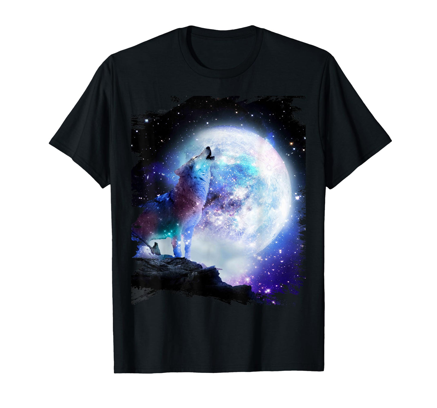 Cosmic Space Wolf Wolves Howling At Moon T-Shirt