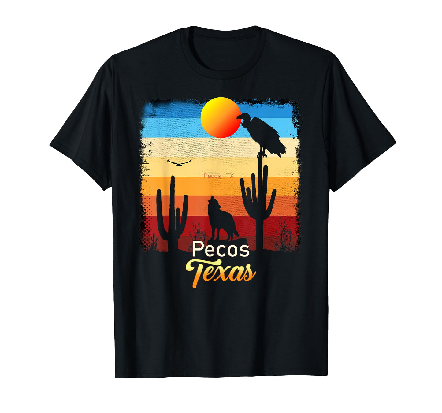 Pecos Texas Vintage Coyote Sunset Texan Desert T-Shirt