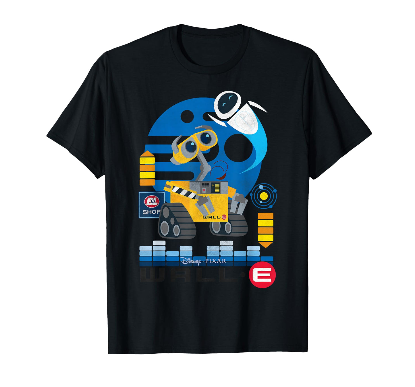 Disney Pixar Wall-E and EVE Distressed Friendship Portrait T-Shirt Small