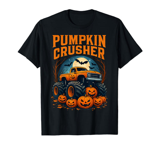 Kids Halloween Pumpkin Crusher Monster Truck Toddler Boys T-Shirt