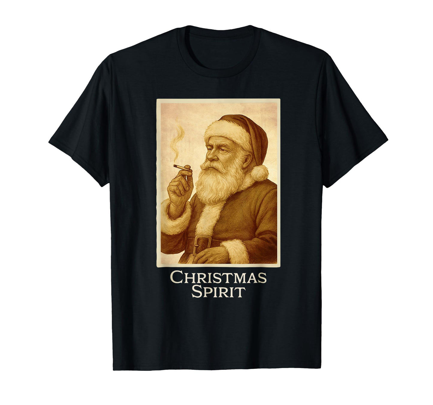 Vintage Funny Smoking Santa Claus Christmas Spirit Christmas T-Shirt