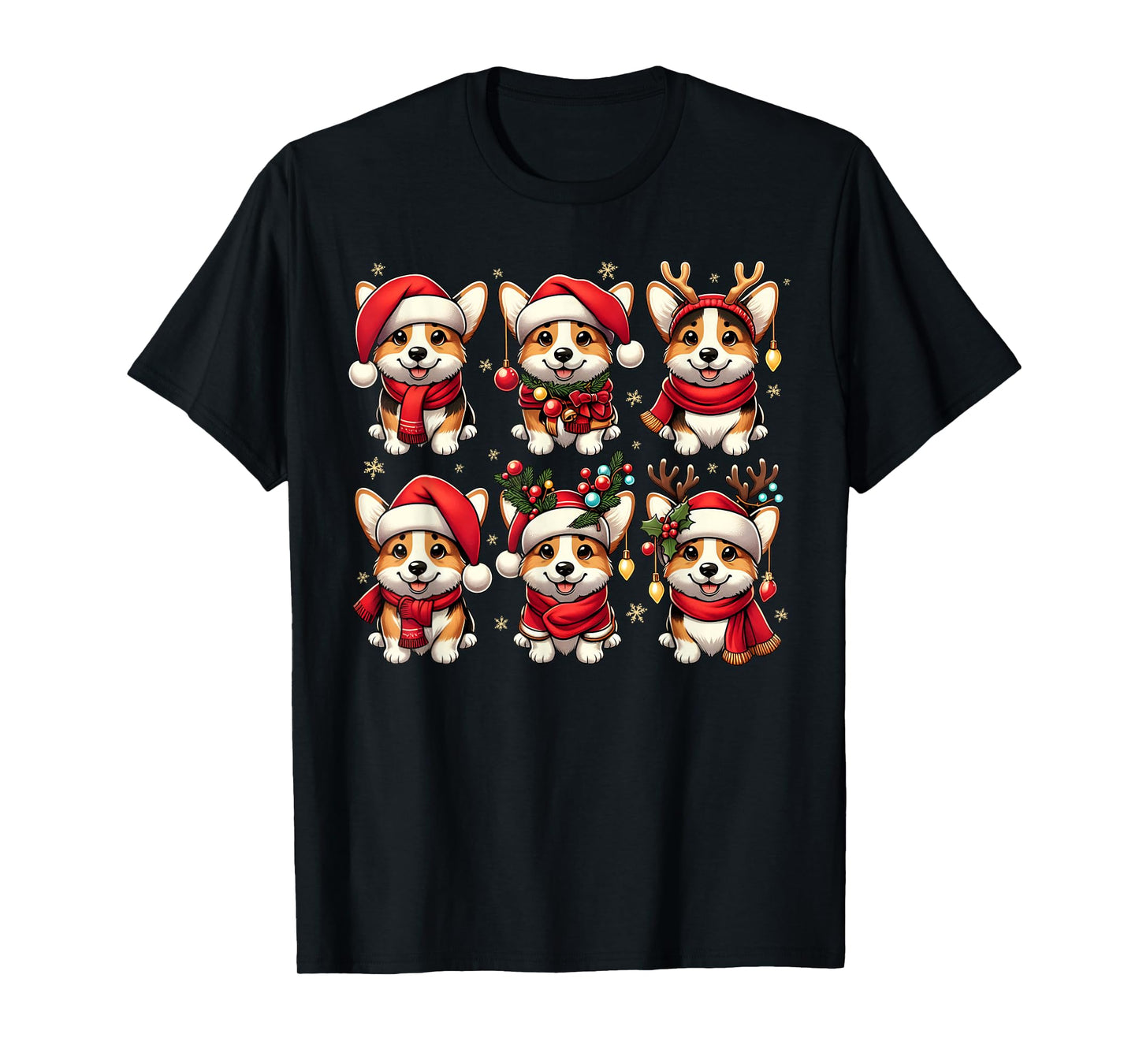 Cute Corgi Santa Christmas Lights Funny Xmas Animal Lover T-Shirt