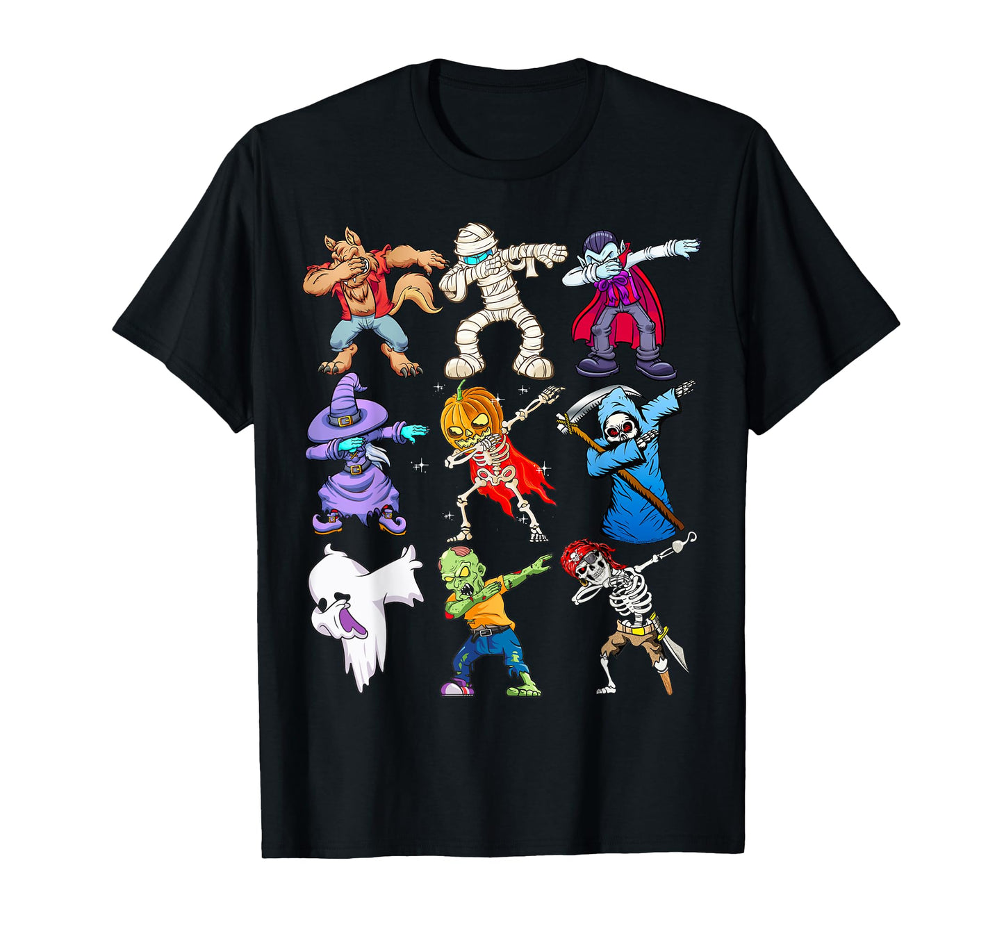 Dabbing Halloween Monsters Skeleton Pirate Pumpkin Dabbing T-Shirt