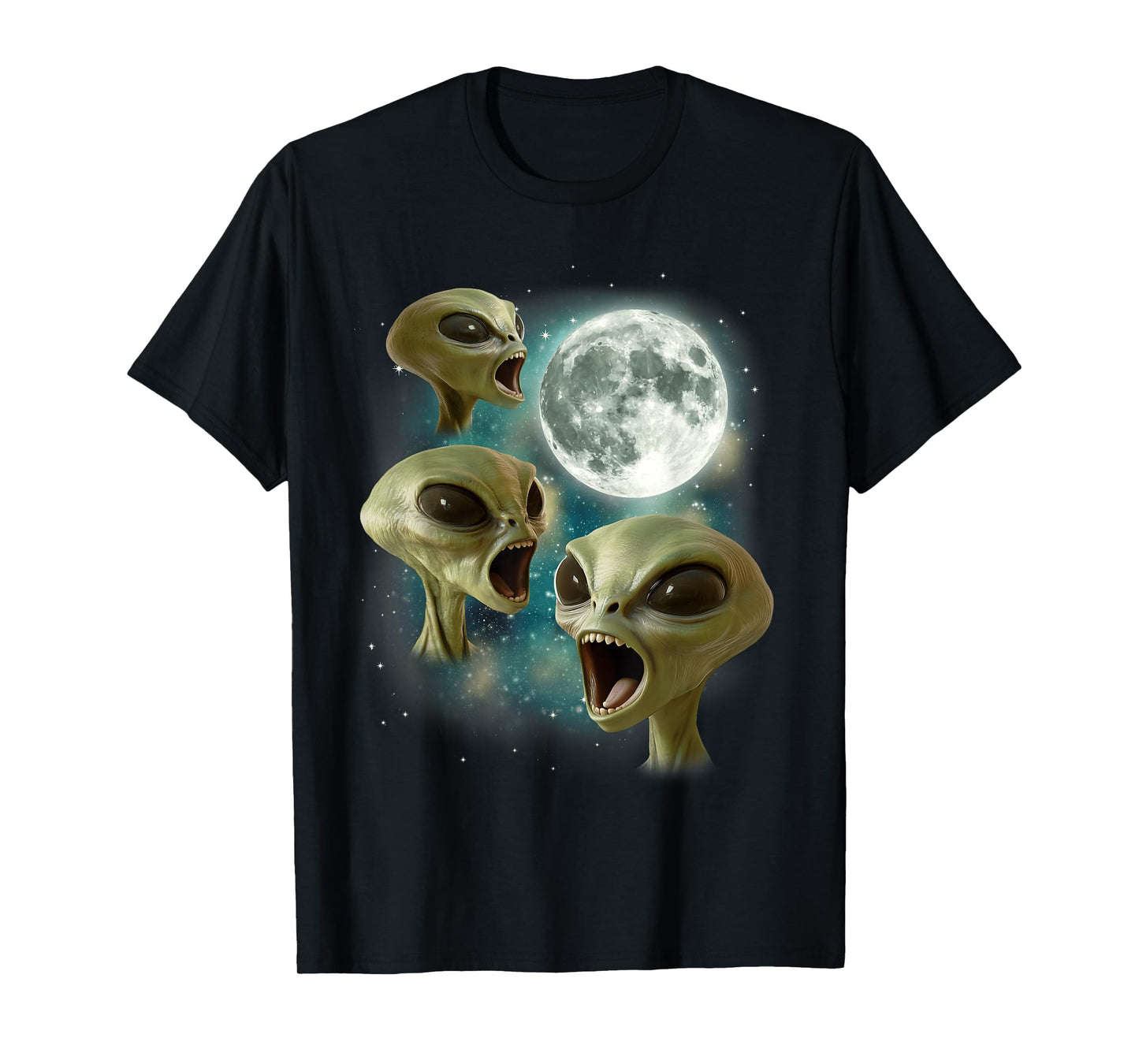 Three Alien Moon | 3 Alien Funny Weird Cursed Meme T-Shirt