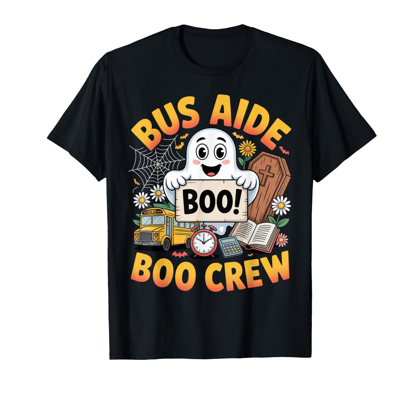 Bus Aide Boo Crew Fun Halloween Ghost Design For School T-Shirt
