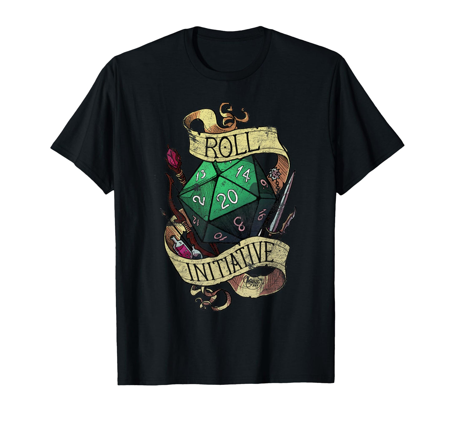 Vintage Funny Take the Initiative roll Retro Gaming Gamer T-Shirt