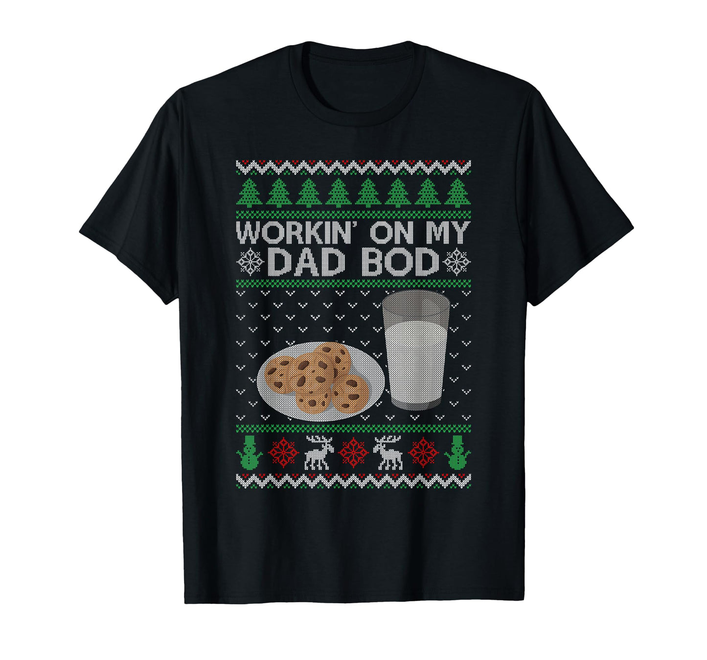 Workin' On My Dad BOD Ugly Christmas Sweater New Mom Dad T-Shirt
