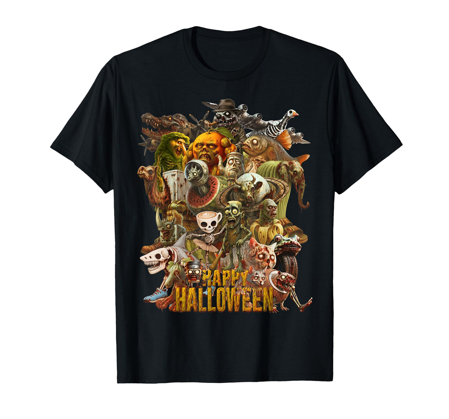 Italian Brainrot Happy Halloween Funny Zombies T-Shirt