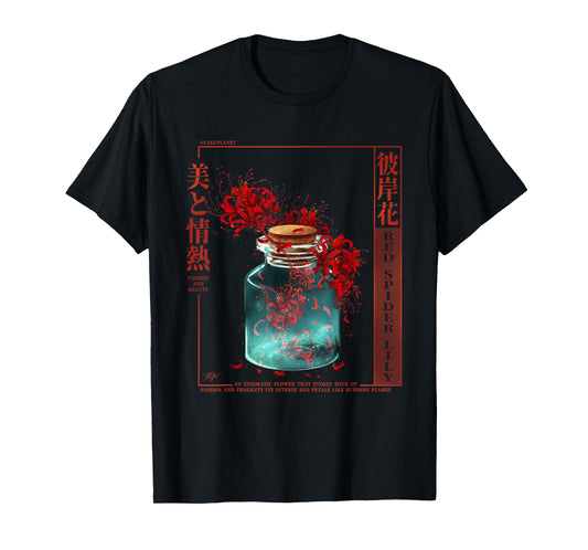 Spider Lily in Japanese Anime Red Spider Lily Aesthetic T-Shirt