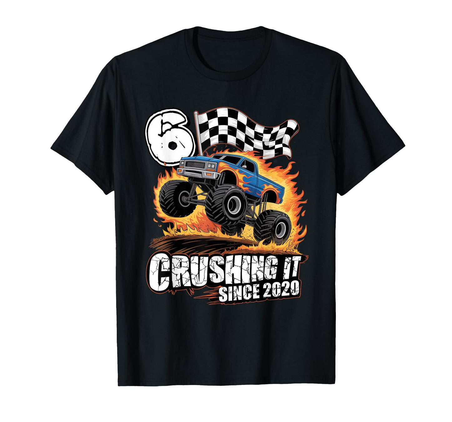 Birthday Monster Truck 6 Year Old Boys 6th Party Born 2020 T-Shirt