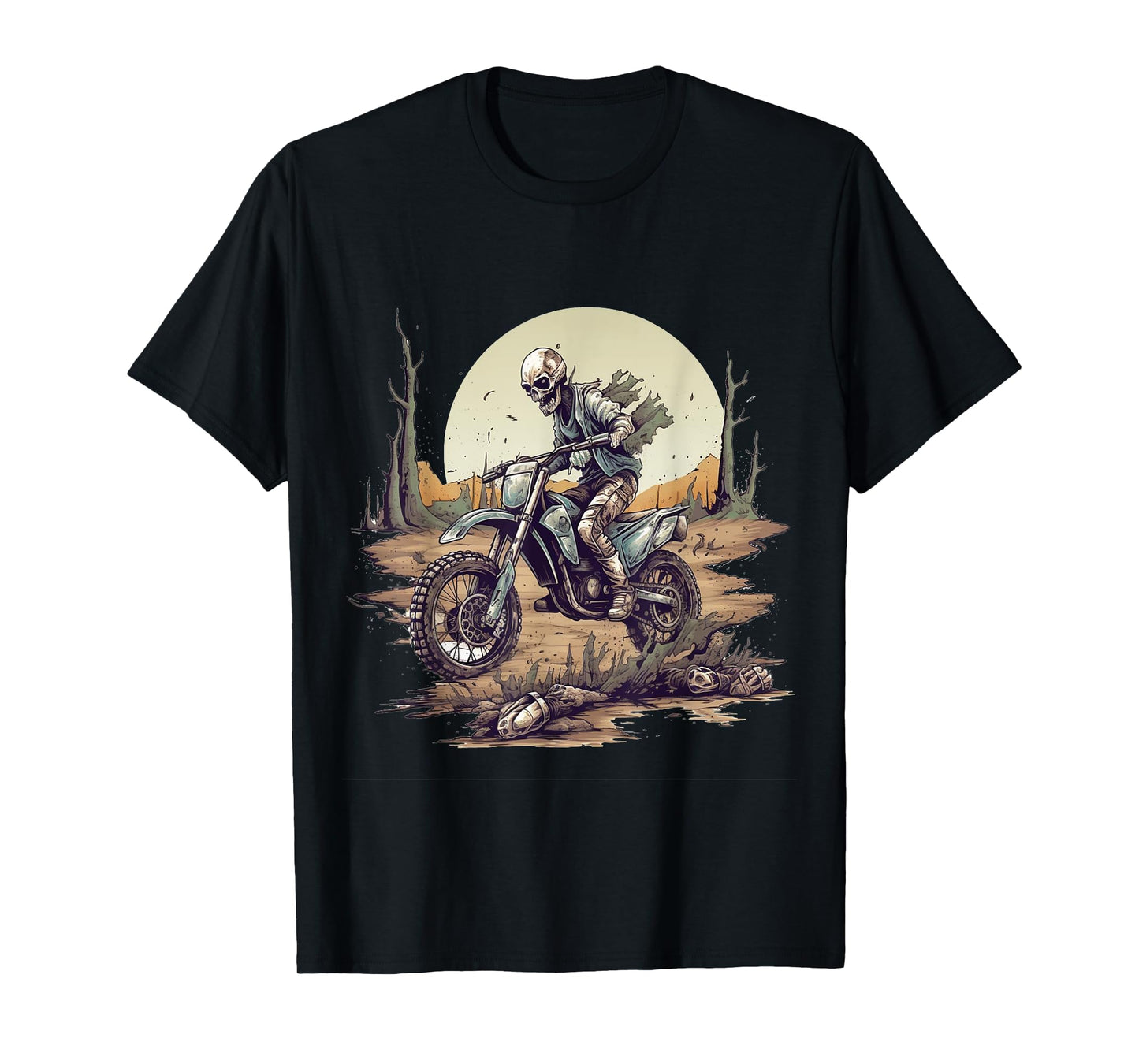 Zombie Riding Dirt Bike Halloween Motorcyle Motocross Rider T-Shirt