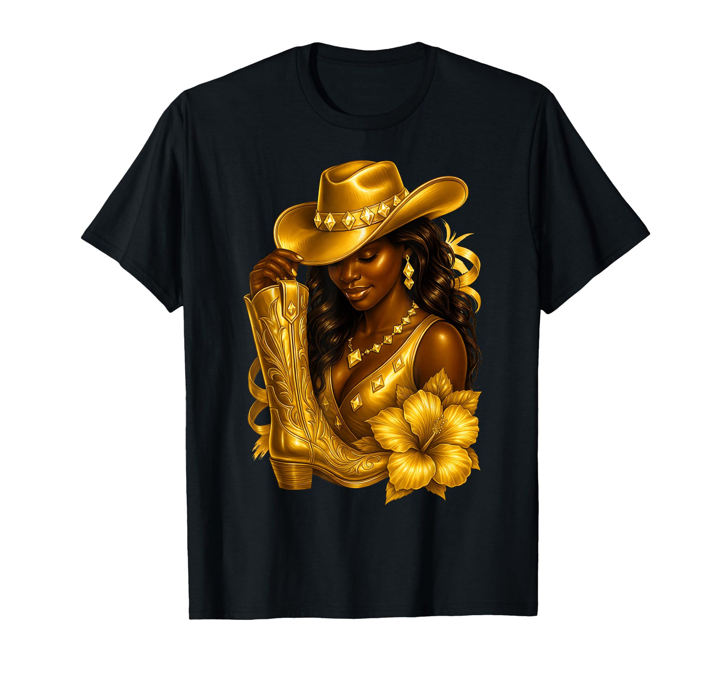 Black African American Glam Cowgirl Melanin Country Girls T-Shirt