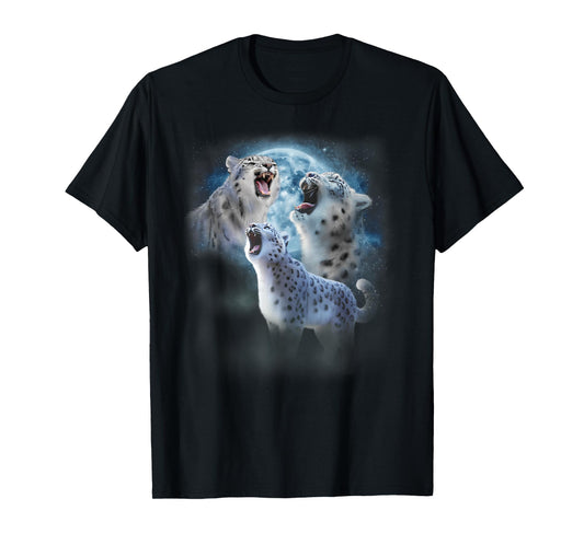 Snow Leopard Shirt - Funny Snow Leopards Howling at the Moon T-Shirt